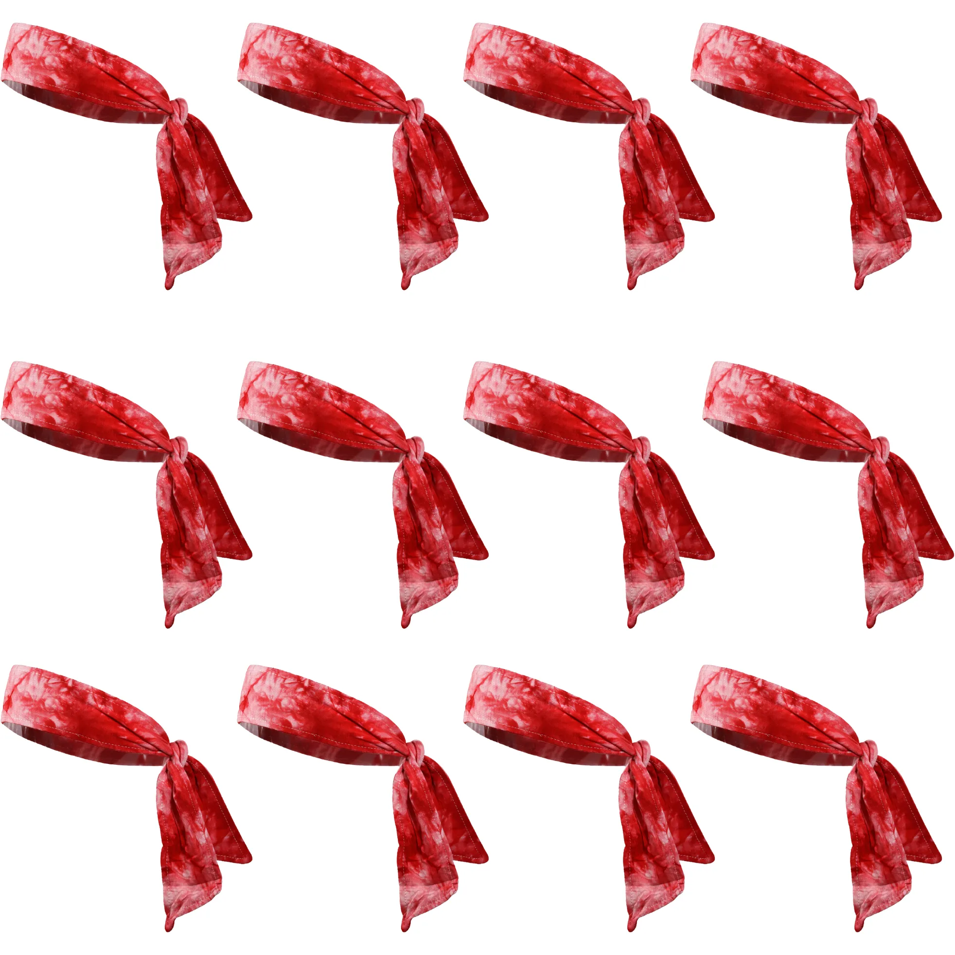 Tie-Dye Red Tie Headbands - 12 Pack