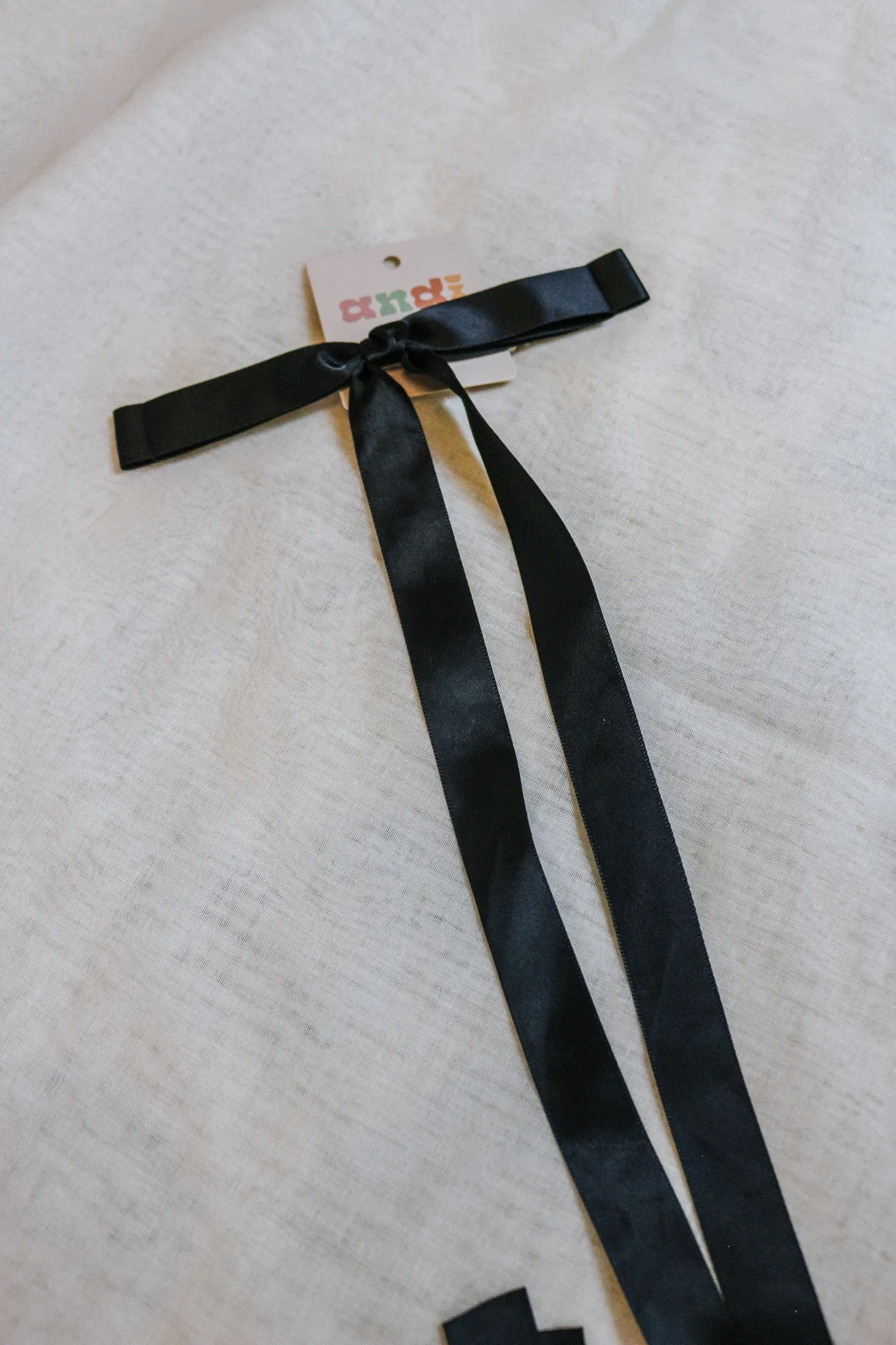 Tiffany Extra Long Bow Barrette- Black