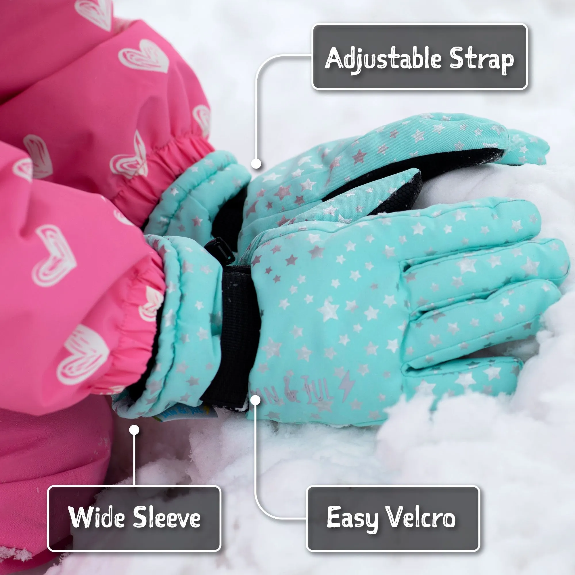 Toasty-Dry Waterproof Snow Glove: Neon Peaks