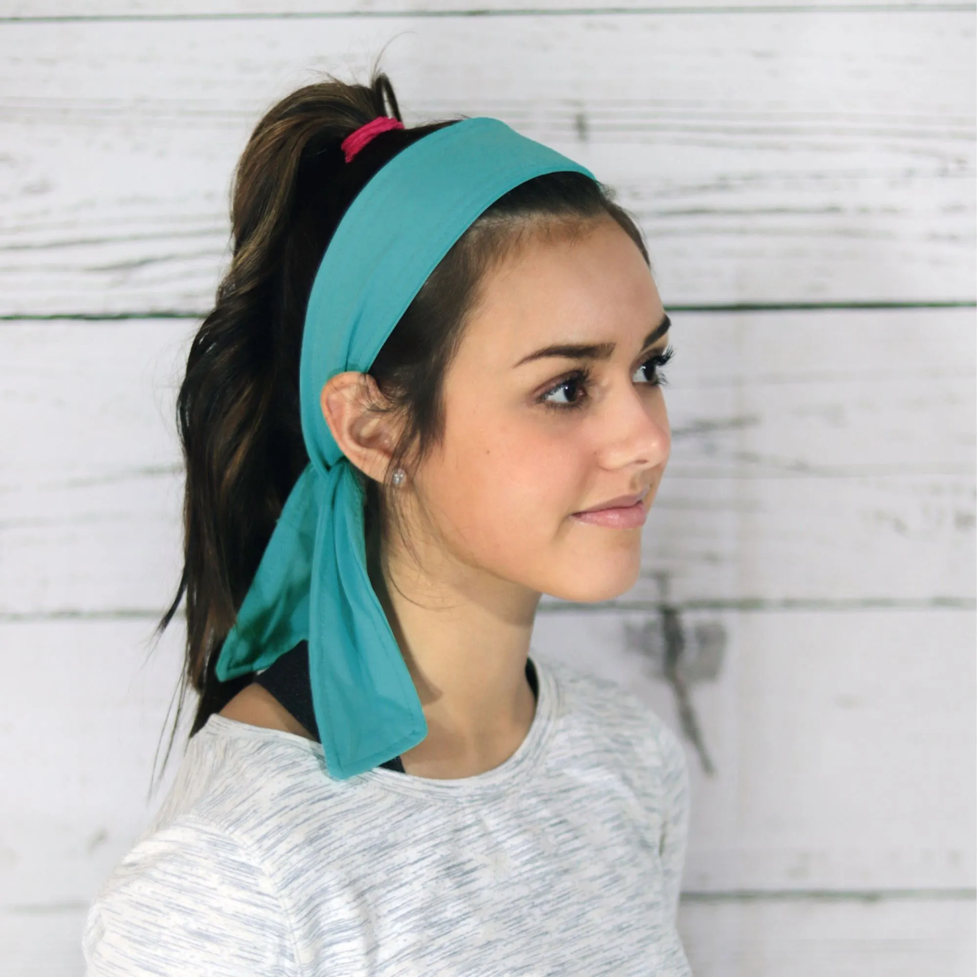 Turquoise Tie Headbands - 12 Pack