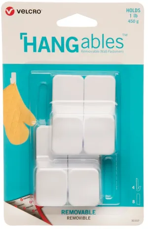 VELCRO Brand HANGables VEL-30107-USA Removable Wall Hook, 1 lb, 4-Hook, White :CD  4: QUANTITY: 1