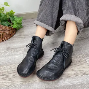 Womens Handmade Shoes Ankle Boots Retro Leather Short Boots